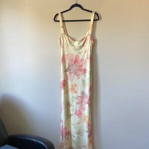 Floral Maxi Dress with Pink and Orange Flowers